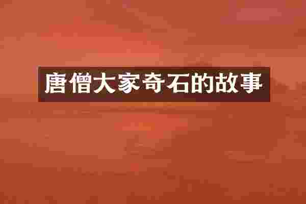 唐僧大家奇石的故事